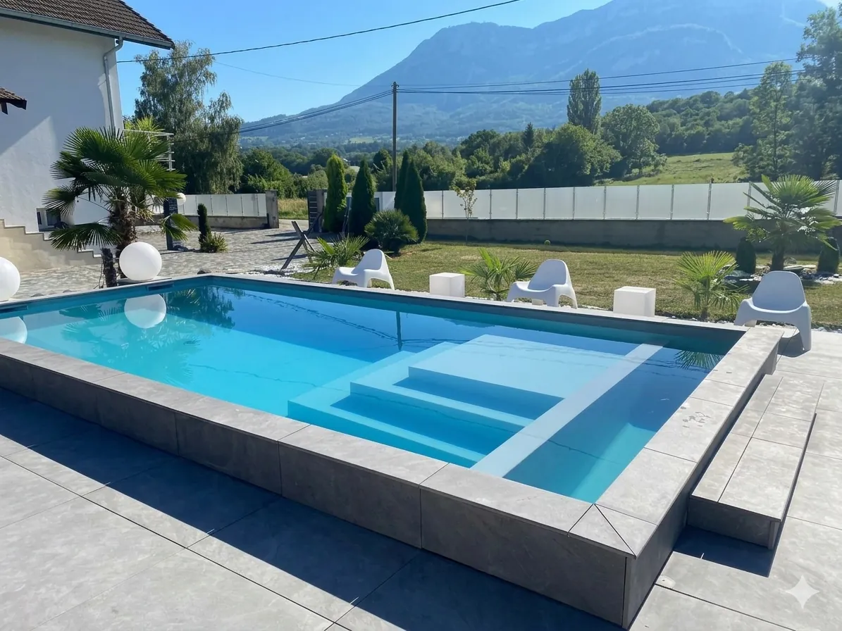 Piscine neuve piscine PVC armé Annecy Haute-Savoie 74 — chantier 2024